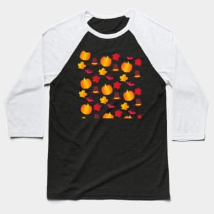 Fall Autumn Thanksgiving Pattern Design Baseball T-Shirt